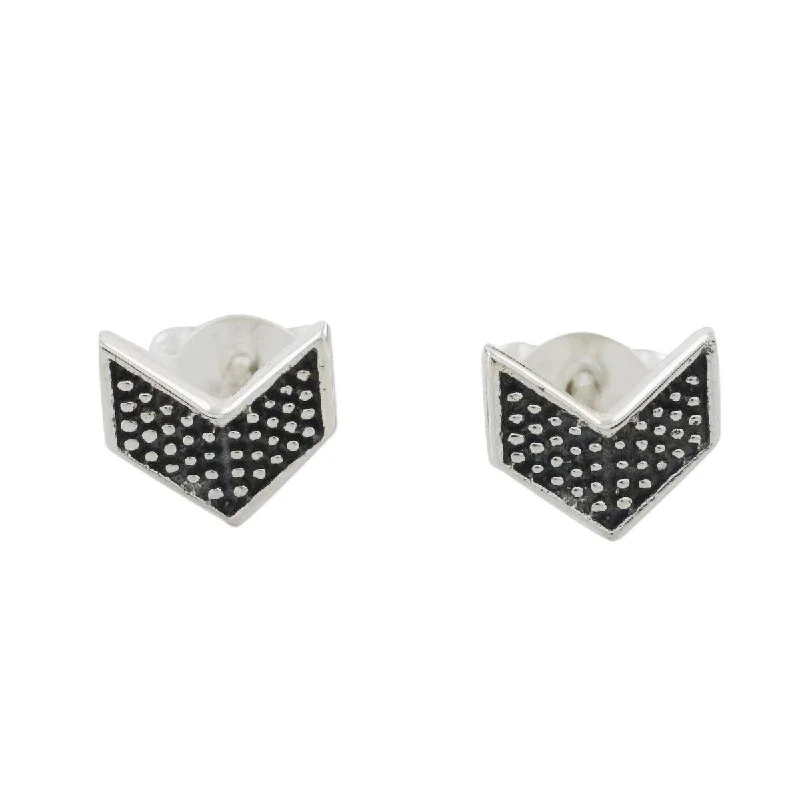 Stud Earrings with Embossed Patterns -NOVICA Chevron Chic, Sterling silver stud earrings - 0.3L*0.3W