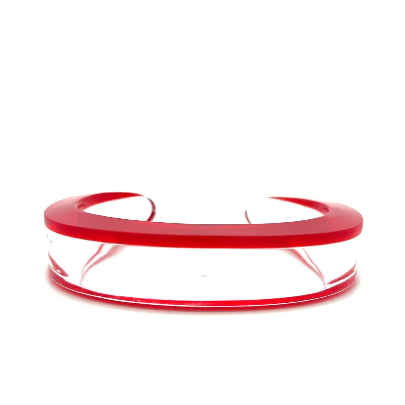 Bangles with mandala engravings for mindfulness -Red Lucite Cuff Bracelet