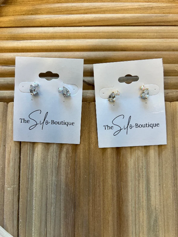 Stud Earrings with Filigree -Fame Rhinestone Teardrop Stud Earrings