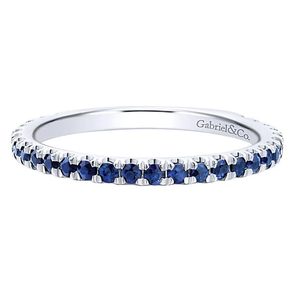 Rings with branch-inspired bands for organic -14K White Gold Sapphire Stackable Ring