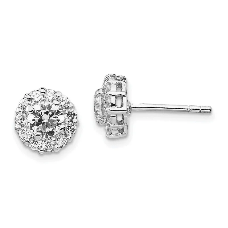 Stud Earrings for Evening Gown -Curata 925 Sterling Silver Post Earrings CZ Cubic Zirconia Stud Earrings - 8x8mm Wide