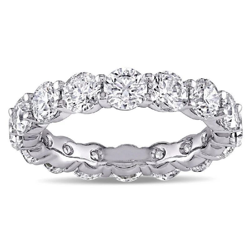 Rings with claw-set moonstone for mystique -Miadora Signature Collection 18k White Gold 5ct TDW Diamond Eternity Ring