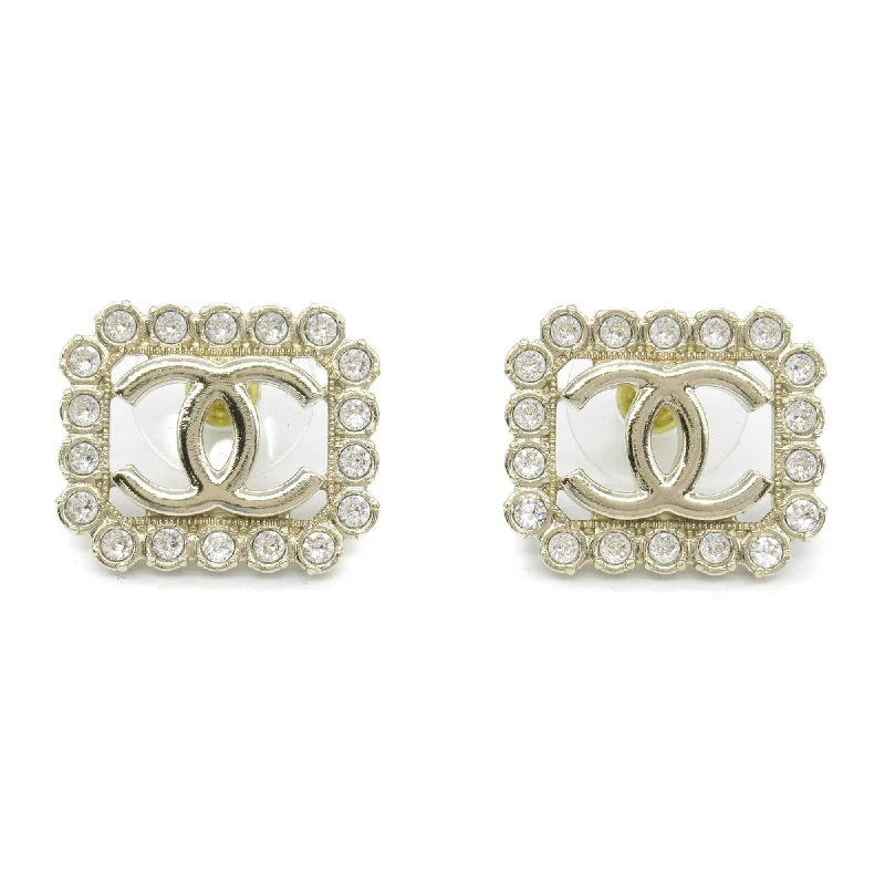 Stud Earrings with Hammered Finish -Chanel Champagne  Clear  Plating Stud Earrings (Pre-Owned)