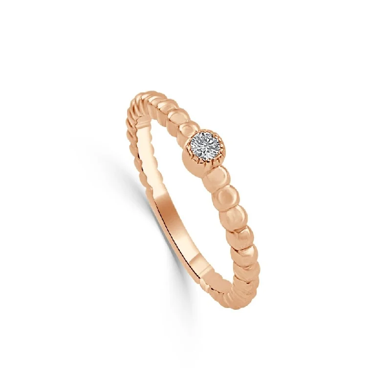 Rings with crescent moon for lunar charm -Joelle Collection Diamond Wedding Ring 14k Rose Gold 1/10 ct TDW Gifts for Her