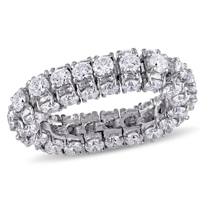 Rings with hexagon-cut stones for trendiness -Miadora Signature Collection 18k White Gold 6 1/10ct TDW Diamond Eternity Ring