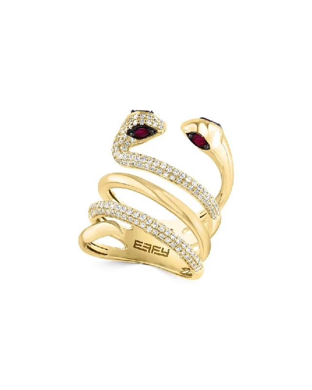 Rings with peacock ore for iridescent glow -Effy Fine Jewelry 14K 1.04 ct. tw. Diamond & Ruby Ring