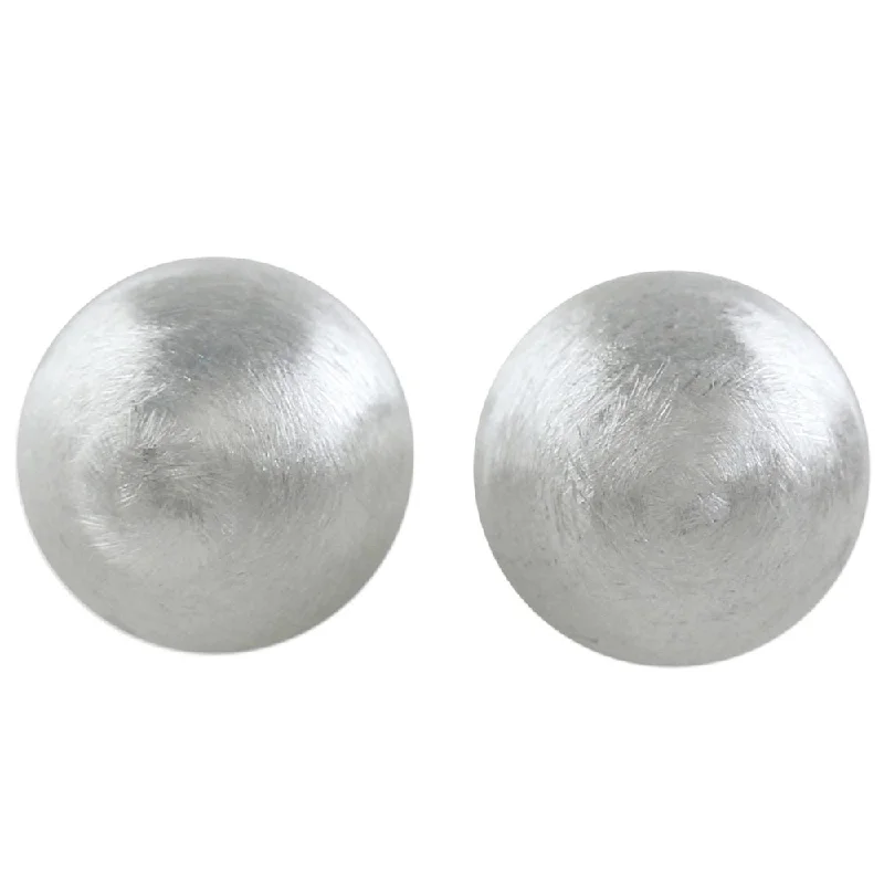 Crystal Stud Earrings for Sparkle -Handmade Sterling Silver Stud Earrings, 'Brushed Spheres' (Thailand)