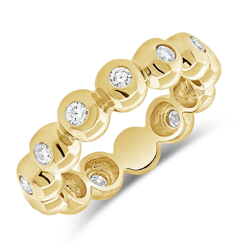 Rings with rough sapphire for rugged chic -Timeless 14K Gold Diamond Ball Eternity Ring