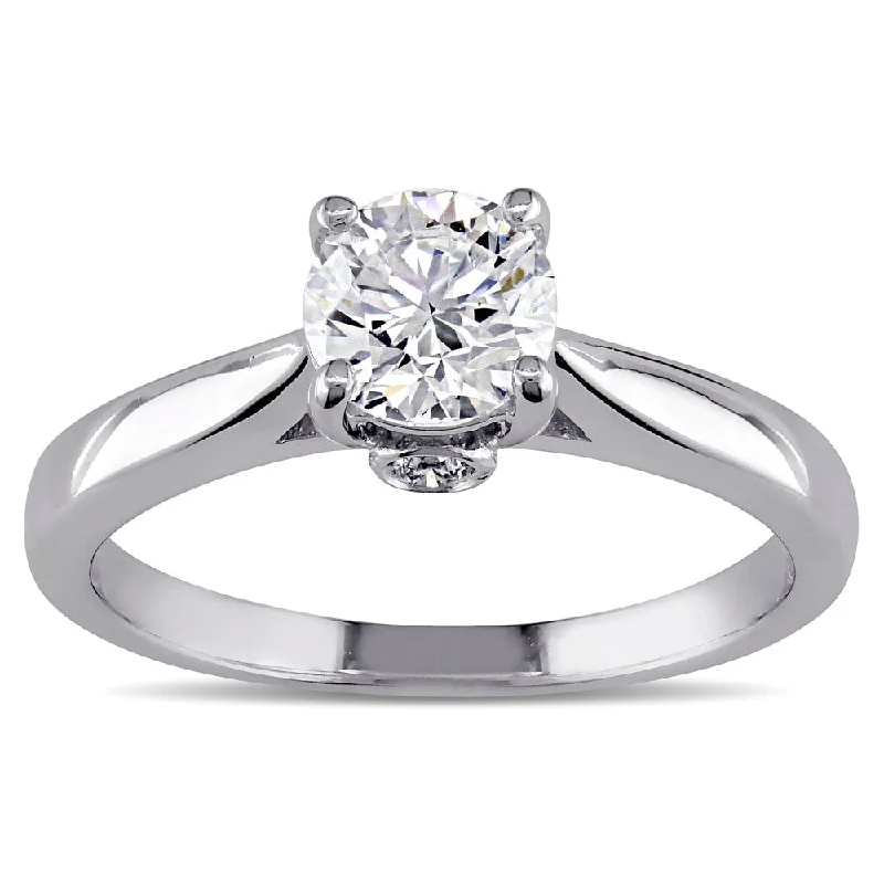 Rings with vintage-inspired rose-cut diamonds -Miadora Signature Collection 18k White Gold 3/4ct TDW Certified Diamond Solitaire Engagement Ring