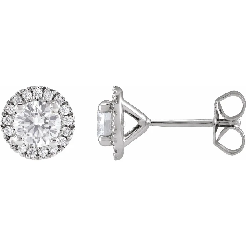 Stud Earrings for Shopping Trip -14K White Gold 1ct Lab-Grown Diamond Stud Earrings Clarity SI, Color G-H