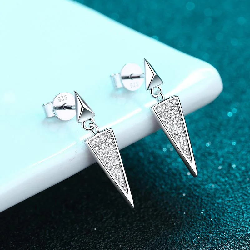 Clip On Stud Earrings for Non Pierced -Triangle Stud Earrings Mossan Diamond Full Set