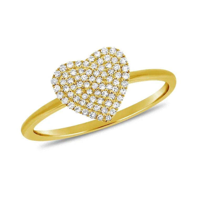 Rings with wave patterns for ocean vibes -Joelle Collection 1/10 ct. Pave Diamond Heart Ring 14k Gold