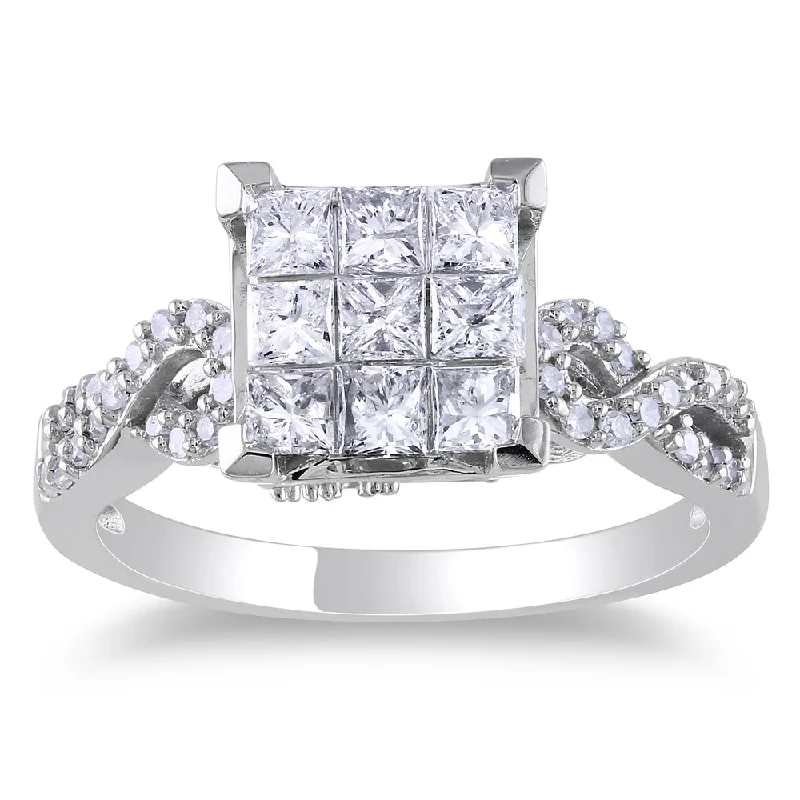 Miadora Signature Collection 10k White Gold 1ct TDW Princess-cut Diamond Composite Engagemnet Ring