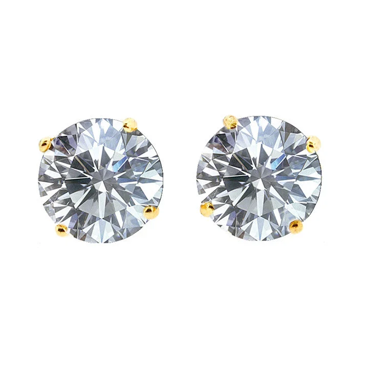 Round Stud Earrings for Classic -2Ct 14K Gold CZ Stud Earrings