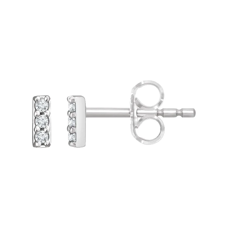 Stud Earrings with Keyhole Designs -14K Gold .05ct Lab-Grown Diamond Bar Stud Earrings Clarity SI, Color G-H