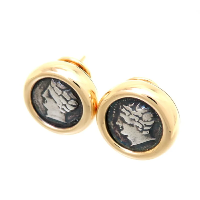 Stud Earrings with Debossed Designs -Bvlgari yellow  (18K) Stud Earrings (Pre-Owned)