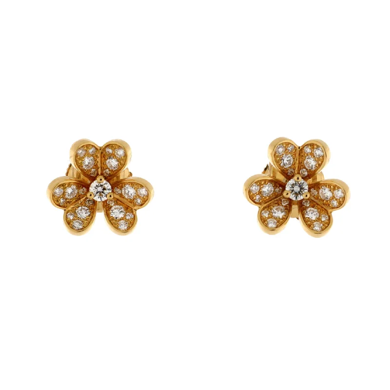 Stud Earrings for Mother's Day -Frivole Stud Earrings 18K Yellow Gold and Pave Diamonds Mini