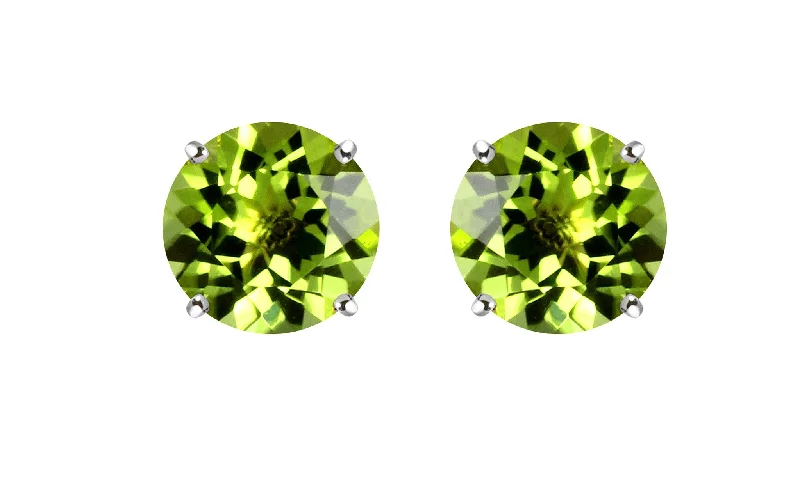 Gold Stud Earrings for Women -1ct - Sophisticated Sterling Silver Peridot Stud Earrings