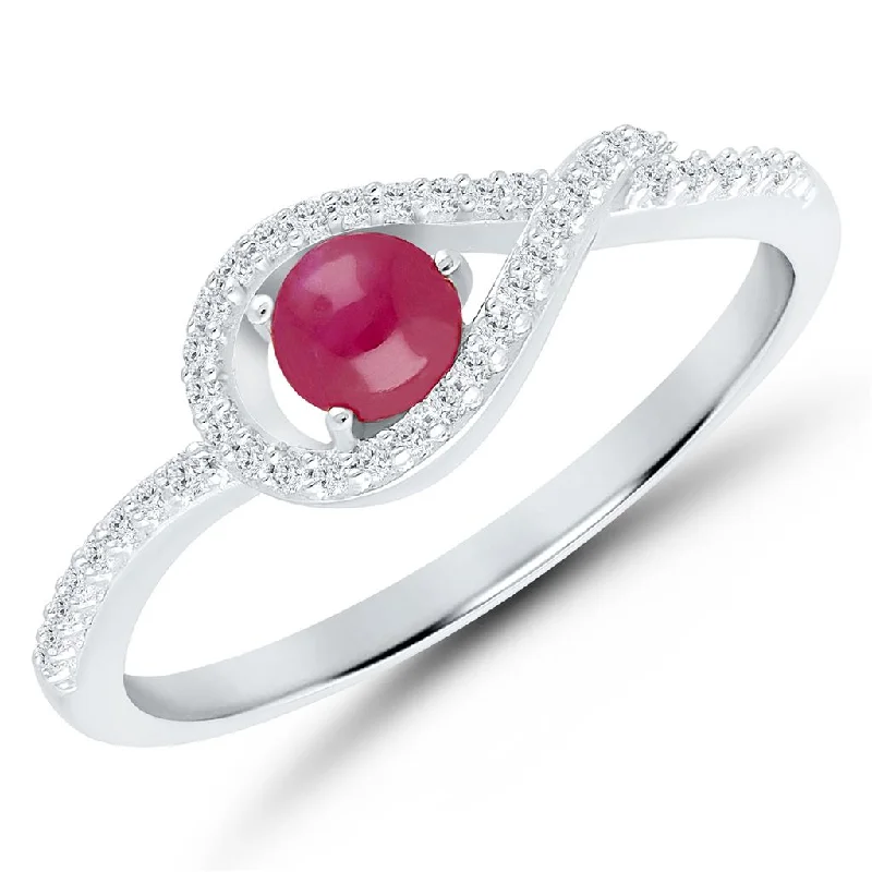 Rings with sunburst citrine for radiant appeal -14K White Gold 0.51ctw Lovefire Ruby & Diamond Halo Ring