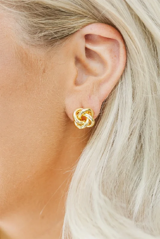 Celtic Stud Earrings with Knotwork -Gold Knotted Stud Earrings