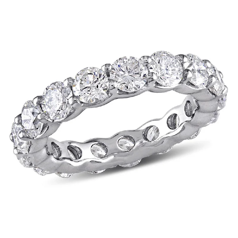 Rings with faceted garnet for deep shine -Miadora Signature Collection 18k White Gold 4ct TDW Diamond Eternity Ring