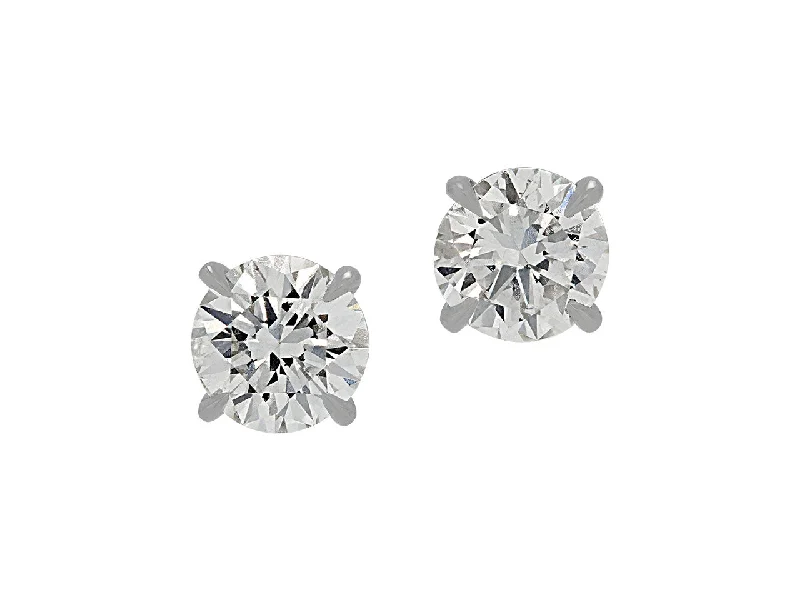 Vintage Stud Earrings with Patina -Beladora Diamond Stud Earrings, 2.24 total carats, E/SI-2, in Platinum