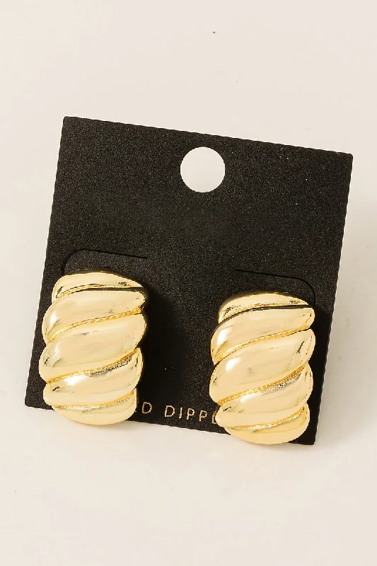 Stud Earrings with Animal Motifs -Gold Dipped Rope Textured Shield Stud Earrings