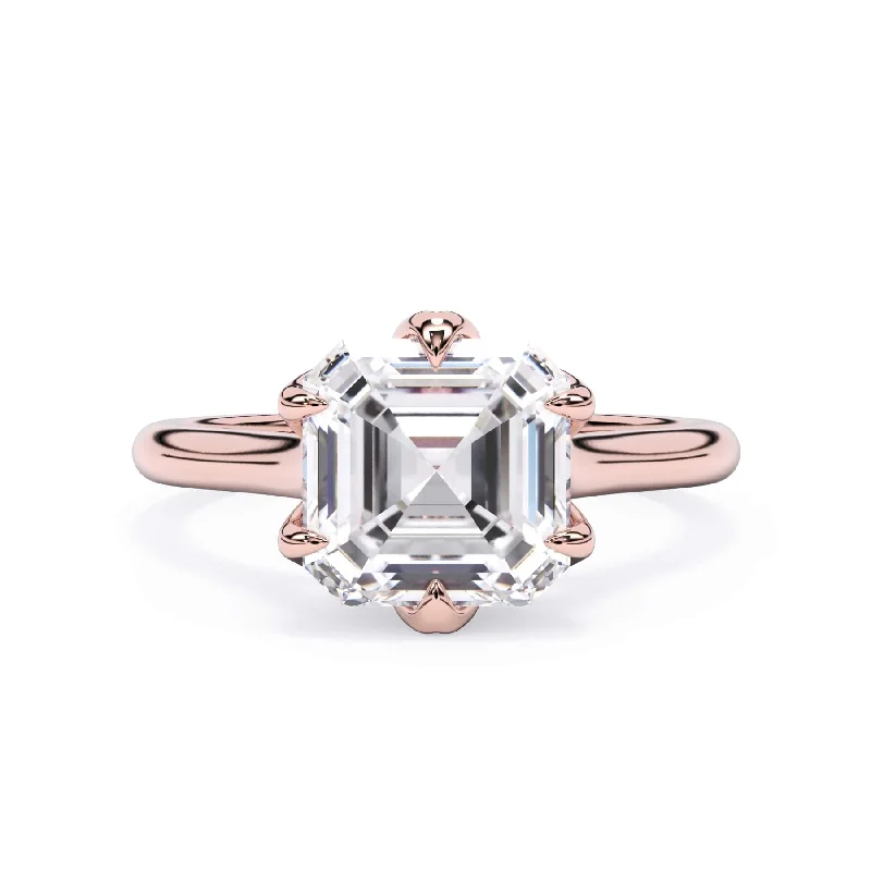 Rings with starburst topaz for radiant beauty -Petal Solitaire with Diamond Under Halo Engagement Ring Setting