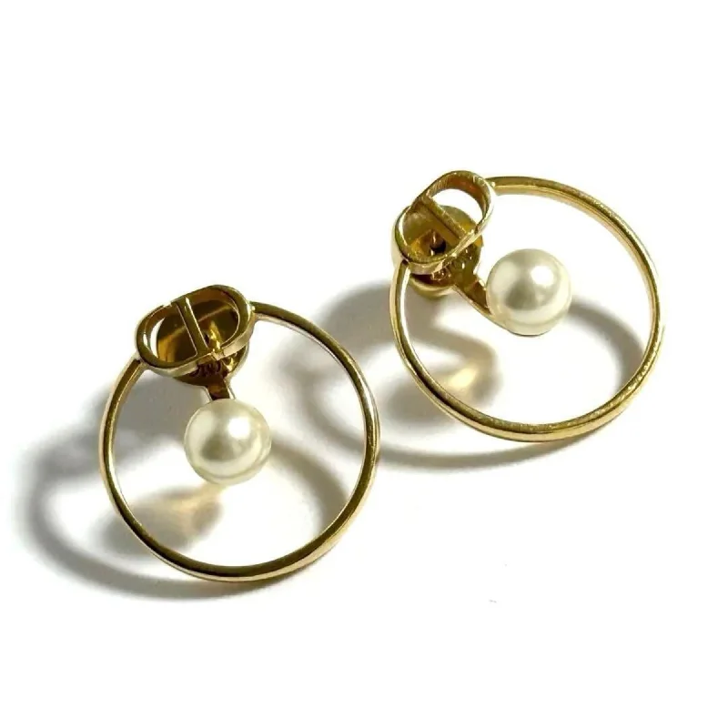 Stud Earrings with Rhinestones -Christian Dior  Artificial ivory Metal Stud Earrings (Pre-Owned)