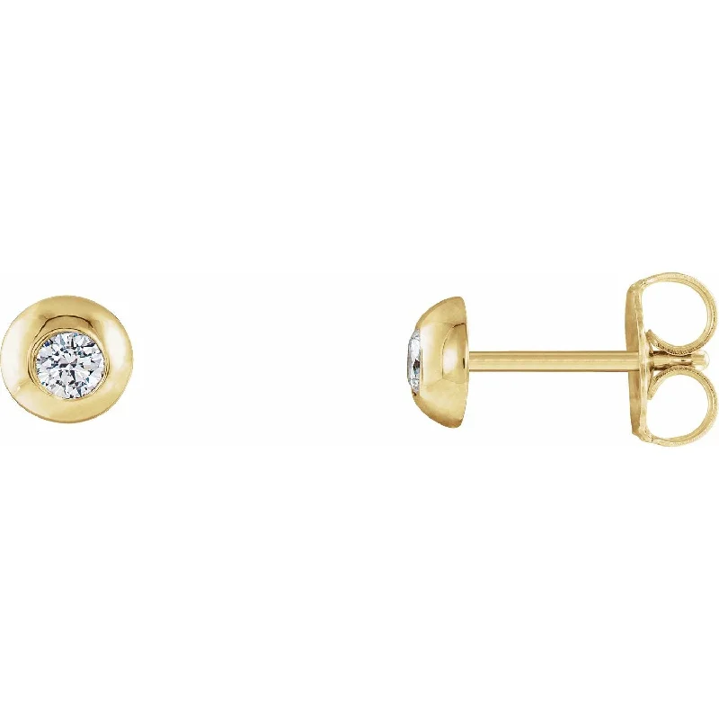 Gemstone Stud Earrings for Color -14K Gold 1/3ct Lab-Grown Diamond Domed Stud Earrings Clarity SI, Color G-H