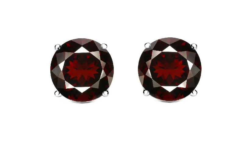 Stud Earrings with Wave Designs -1ct - Sophisticated Sterling Silver Garnet Stud Earrings