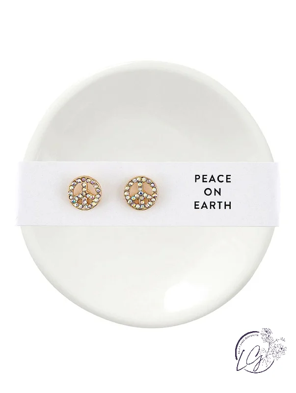 Stud Earrings for Wellness Routine -Holiday Stud Earrings & Trinket Tray Sets - Peace on Earth