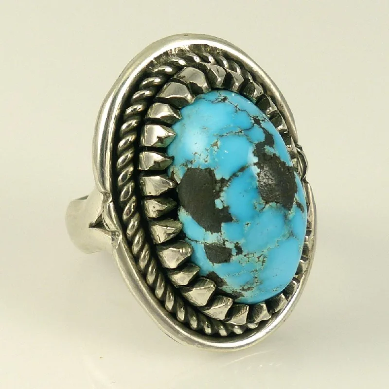 Rings with herkimer diamonds for raw clarity -Persian Turquoise Ring