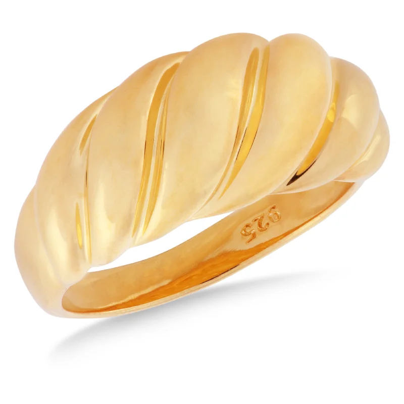 Rings with spiral designs for eye-catching twist -18k Gold Vermeil Croissant Ring