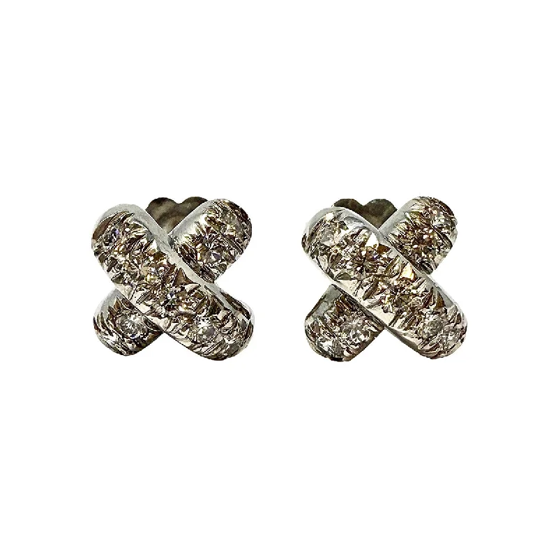 Stud Earrings with Filigree -Platinum Diamond "X" Stud Earrings