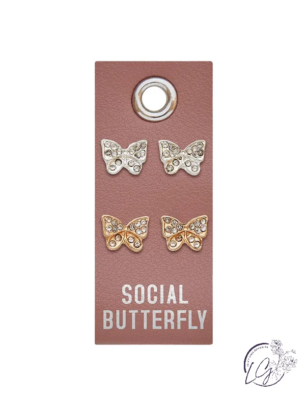 Stud Earrings for Festival Style -Silver Stud Earrings - Social Butterfly