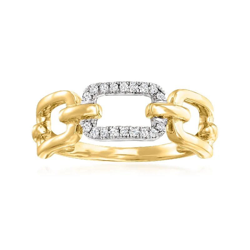 Rings with engraved constellations for stargazers -Ross-Simons Diamond Paper Clip Link Ring in 14kt 2-Tone Gold