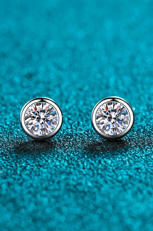 Stud Earrings with Infinity Symbols -Moissanite Round-Shaped Stud Earrings