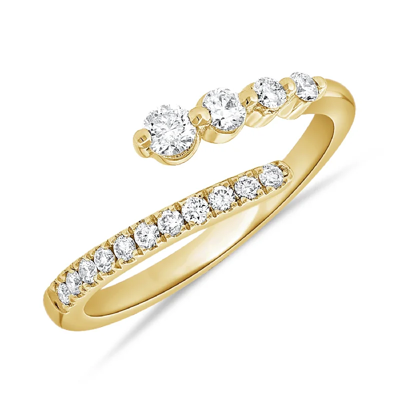 Rings with engraved constellations for stargazers -Timeless Diamond Wrap Ring in 14K Gold