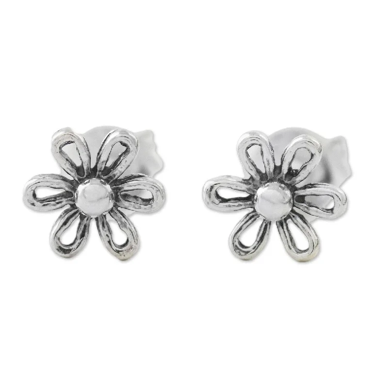 Stud Earrings for Mother's Day -NOVICA Flower Fancy, Sterling silver stud earrings - 0.3*0.3