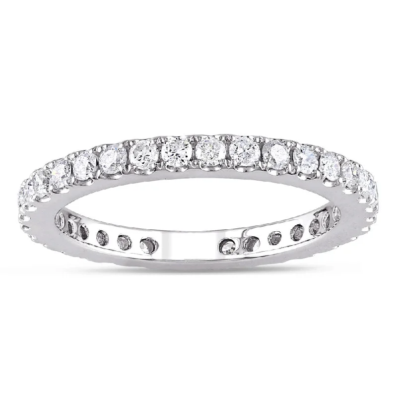 Rings with hematite for sleek metallic sheen -Miadora Signature Collection 14k White Gold 1ct TDW Diamond Eternity Ring