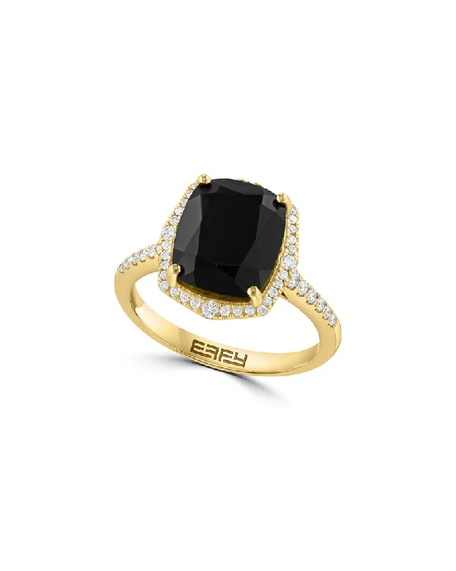 Rings with matte gold for subtle luxury -Effy Fine Jewelry 14K 4.08 ct. tw. Diamond & Onyx Ring