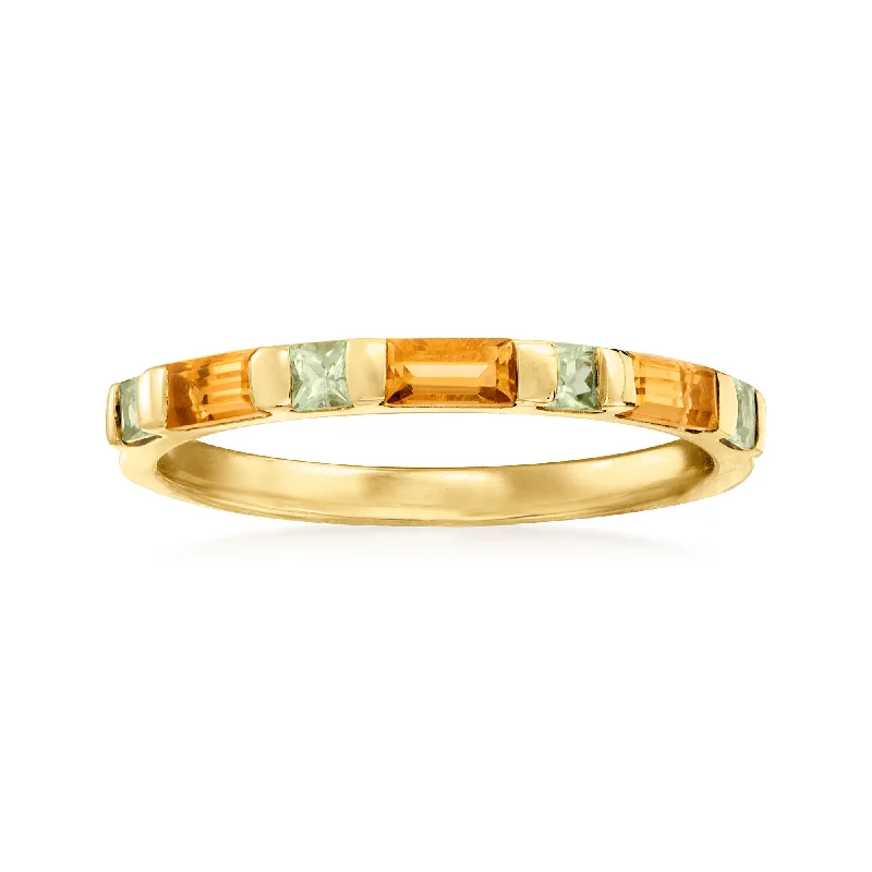 Rings with polished jade for smooth calm -Ross-Simons Citrine and . Peridot Ring in 14kt Yellow Gold