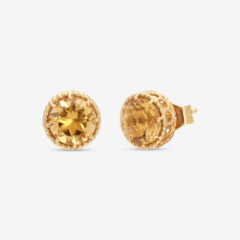 Stud Earrings for Yoga Session -Nanis Notre Dame 18K Yellow Gold Citrine Stud Earrings OA25-560