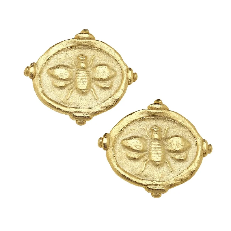 Stud Earrings for Casual Outfit -Susan Shaw Bee Intaglio Stud Earrings