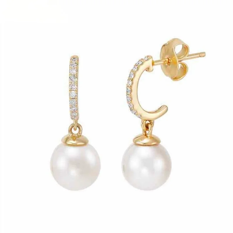 Rings with infinity loops for timeless love -PETITE SEMI CIRCLE DIAMOND EARRING WITH PEARL DROP