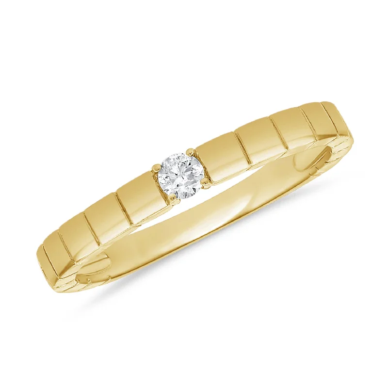 Rings with raw citrine for sunny charm -Classic Solitaire Diamond Band Ring in 14K Gold