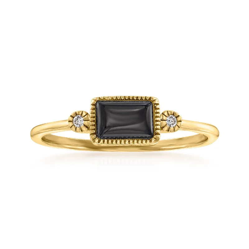 Rings with aquamarine stones for ocean charm -RS Pure by Ross-Simons Black Onyx Ring in 14kt Yellow Gold