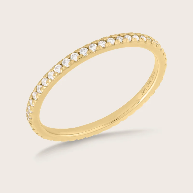 Rings with rose quartz for soft romance -14k Gold Petite Lab Grown Diamond Eternity Band Ring