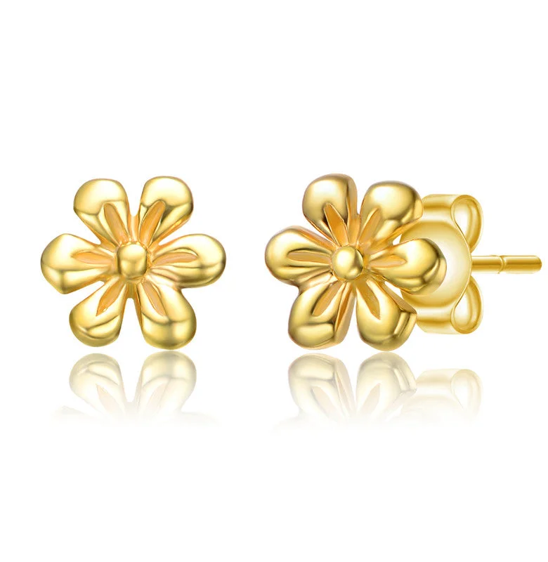 Stud Earrings for Work Attire -Sterling Silver 14k Gold Plated Daisy Flower Stud Earrings